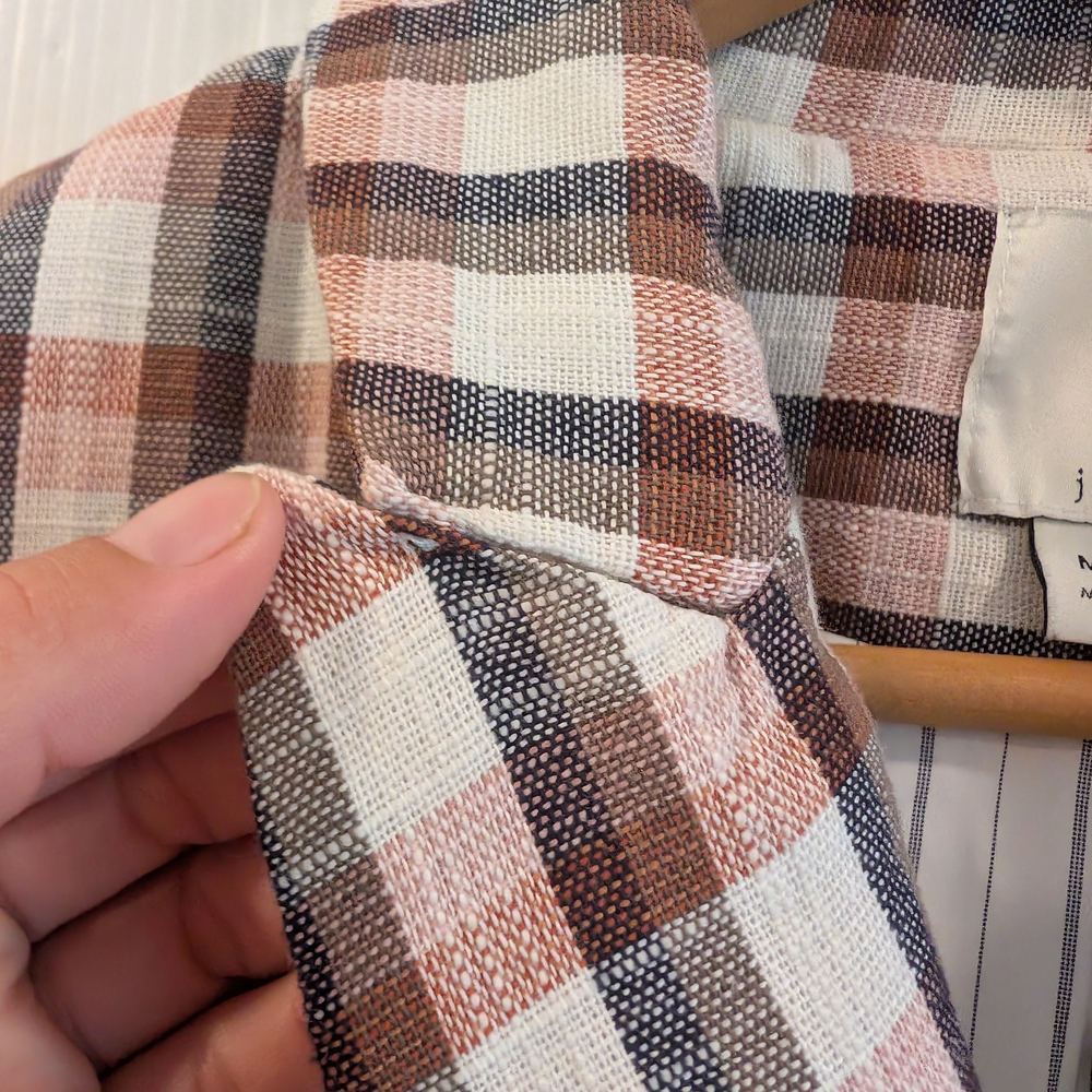 JOIE Women's Rust Brown and White Checkered Blazer Size Medium - Picture 9 of 13